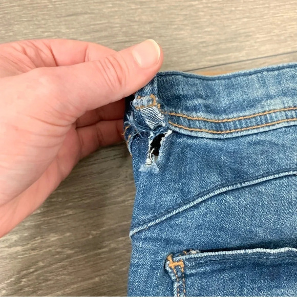 Zara Skinny Jeans Distressed Ripped Knees Dark Wash Denim high rise waist 26 - Picture 11 of 13